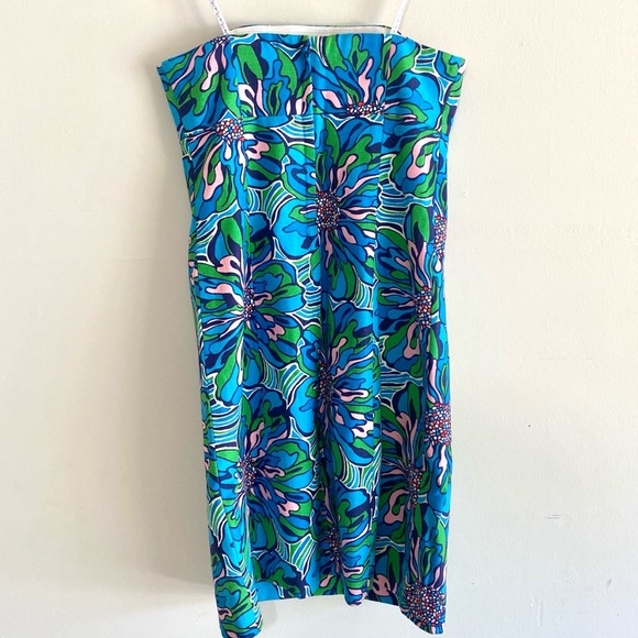 Lily Pulitzer Strapless Floral Sheath Dress XS 00 Blue & Pink - Picture 7 of 9